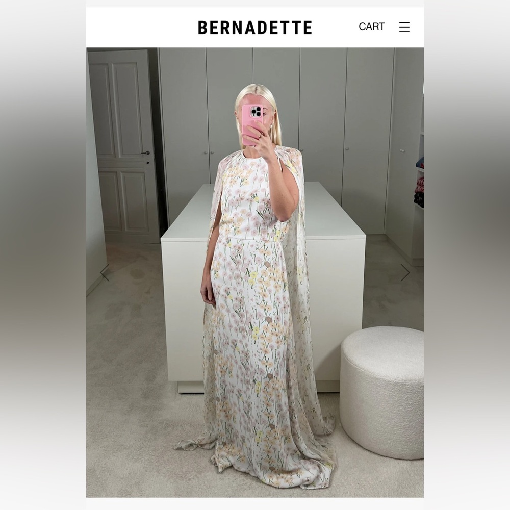 Bernadette Mina Floral Cape Print Maxi Dress